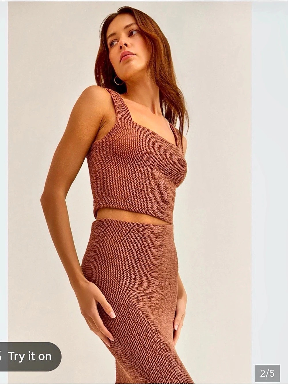 Z SUPPLY NWT Textured Aveen Midi Skirt in Brown small